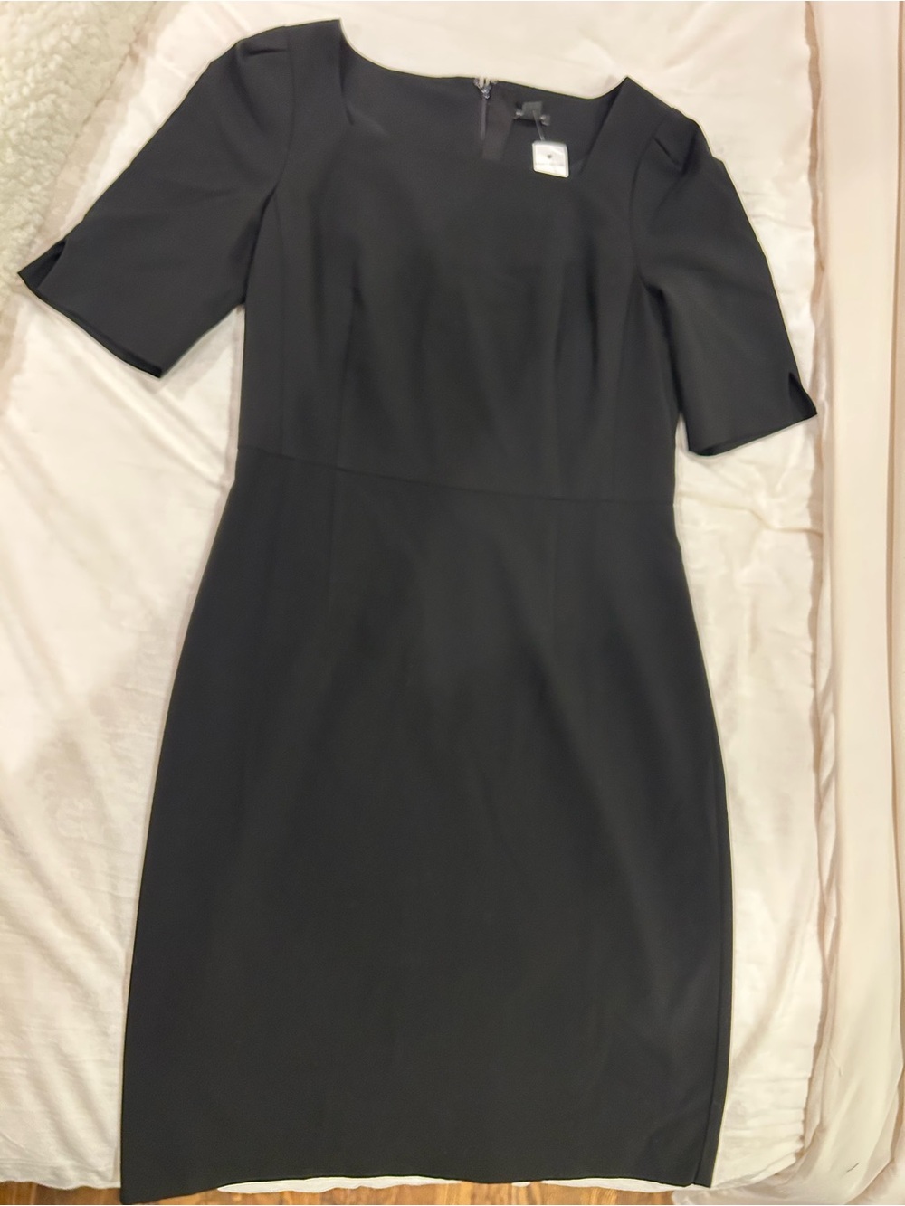 NWT Ann Taylor Elbow Sleeve Square Neck Dress Size 6 Black $159